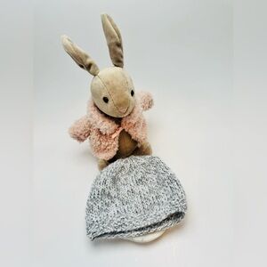 Handmade Knit Grey & White Beanie for Babies - Baby Accessories - BoHo - Winter